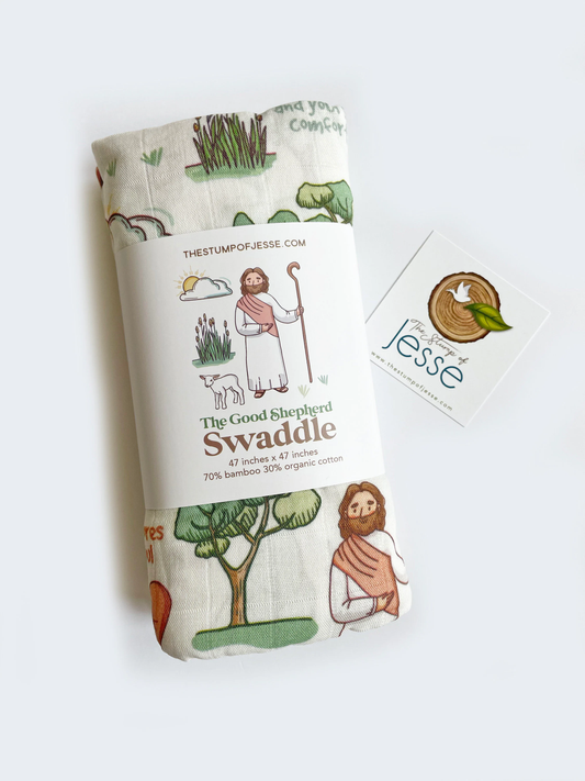 The Good Shepherd Bamboo Muslin Swaddle