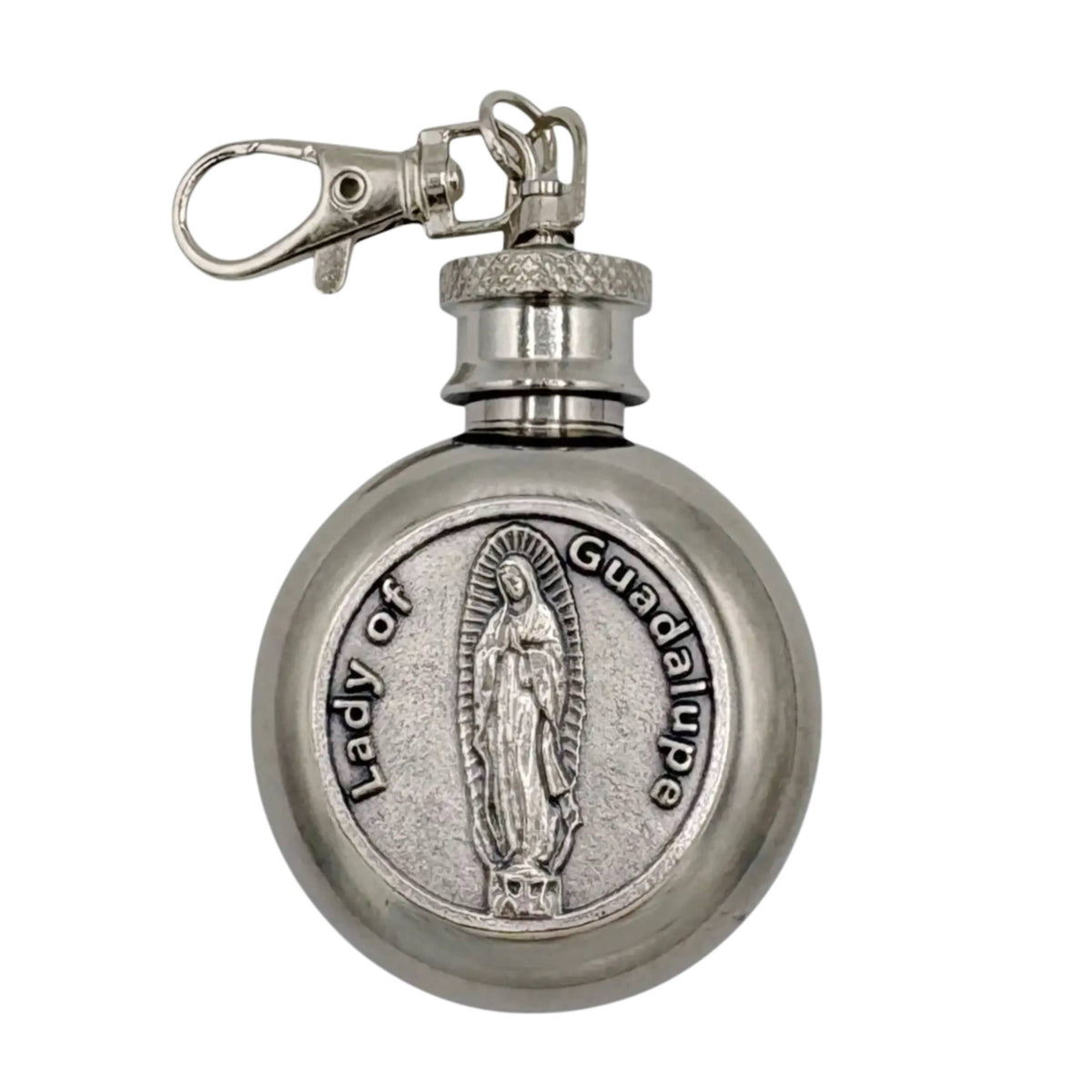 Holy Water Flask - OLOG Round SS w/ Keychain 1 oz