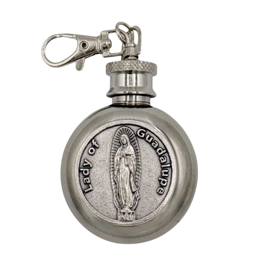 Holy Water Flask - OLOG Round SS w/ Keychain 1 oz