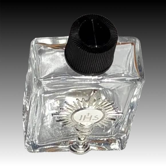 Holy Water Bottle - Holy Eucharist w/ Pewter Charm    2.5"