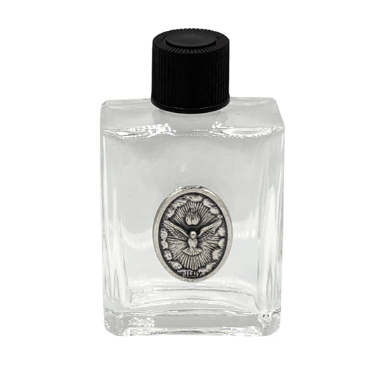 Holy Water Bottle - Holy Spirit w/ Pewter Charm    2.5"