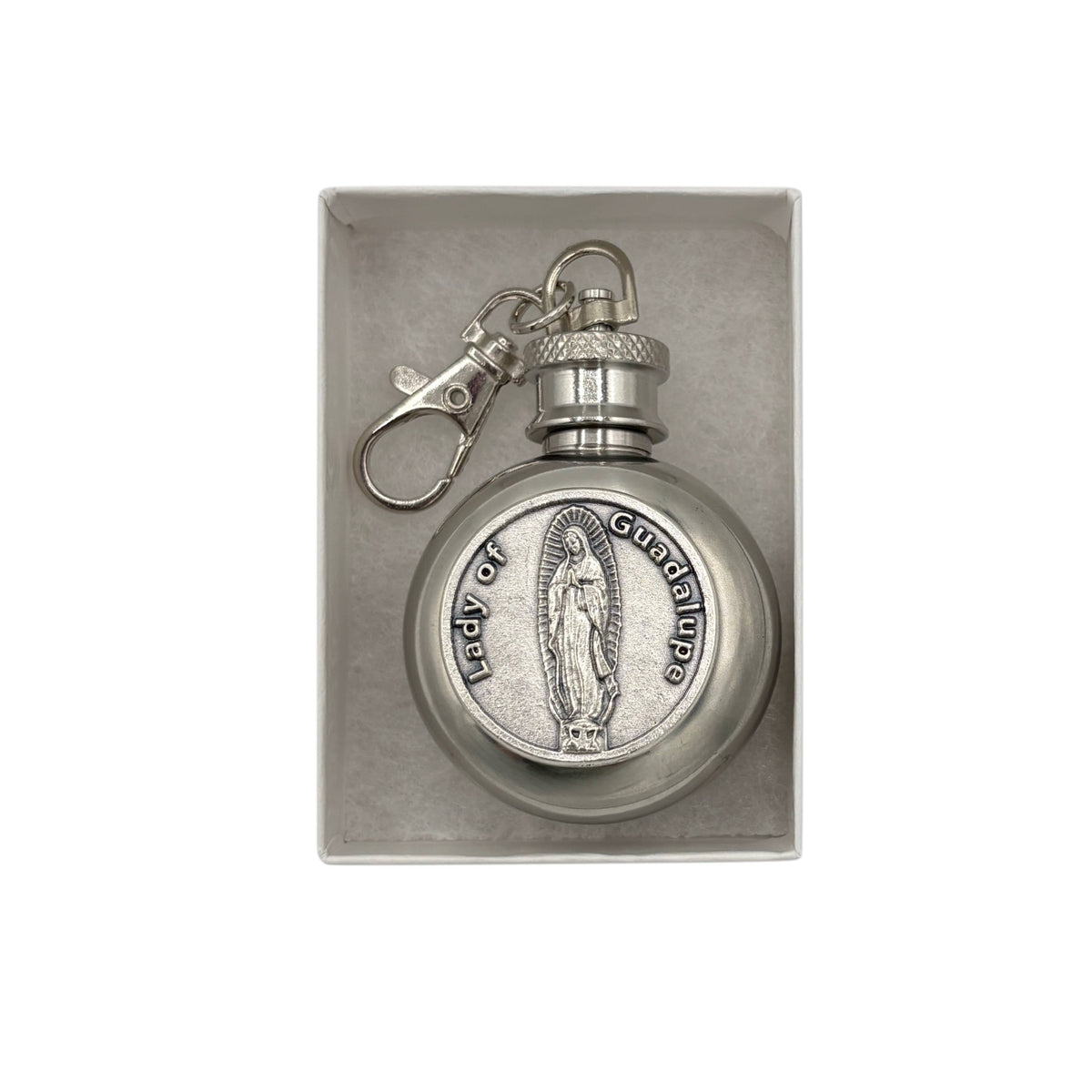 Holy Water Flask - OLOG Round SS w/ Keychain 1 oz