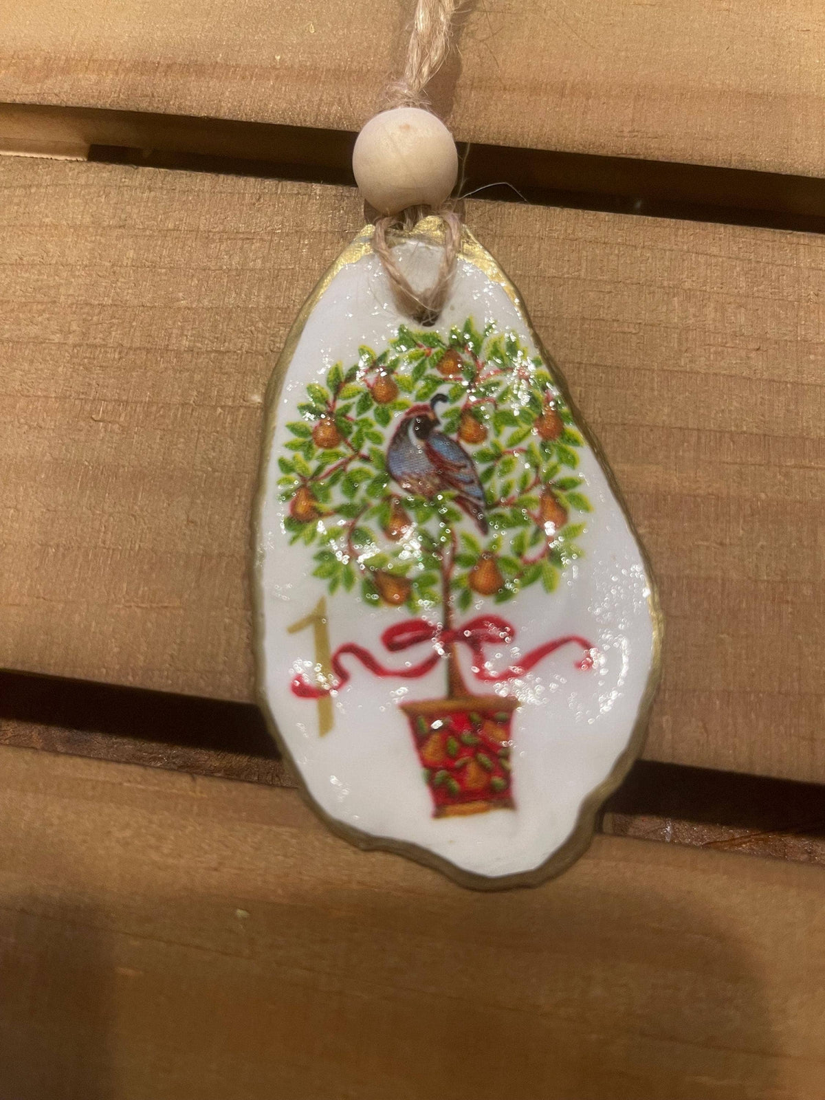 Handcrafted 12 Days Christmas Oyster Shell Ornament Set