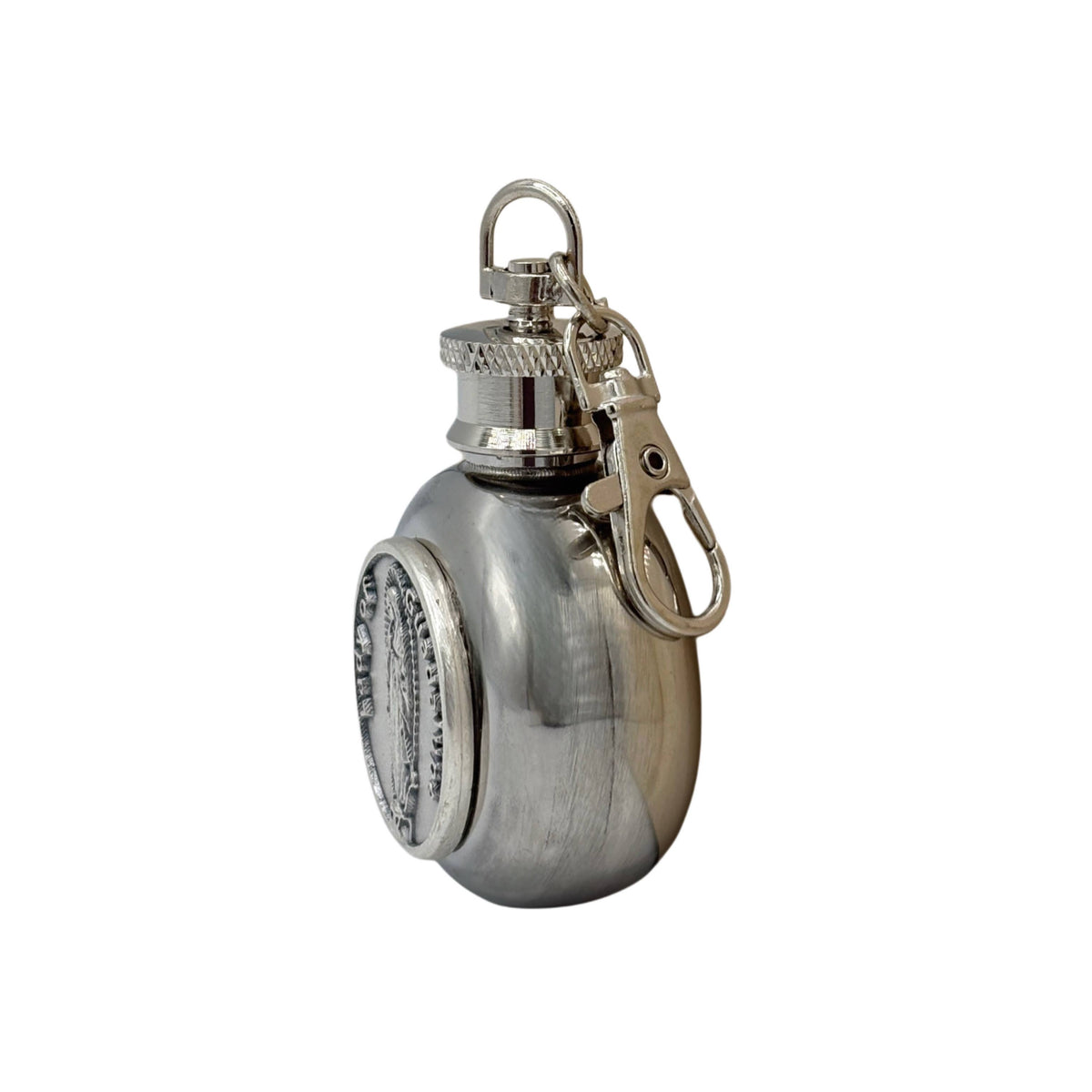 Holy Water Flask - OLOG Round SS w/ Keychain 1 oz