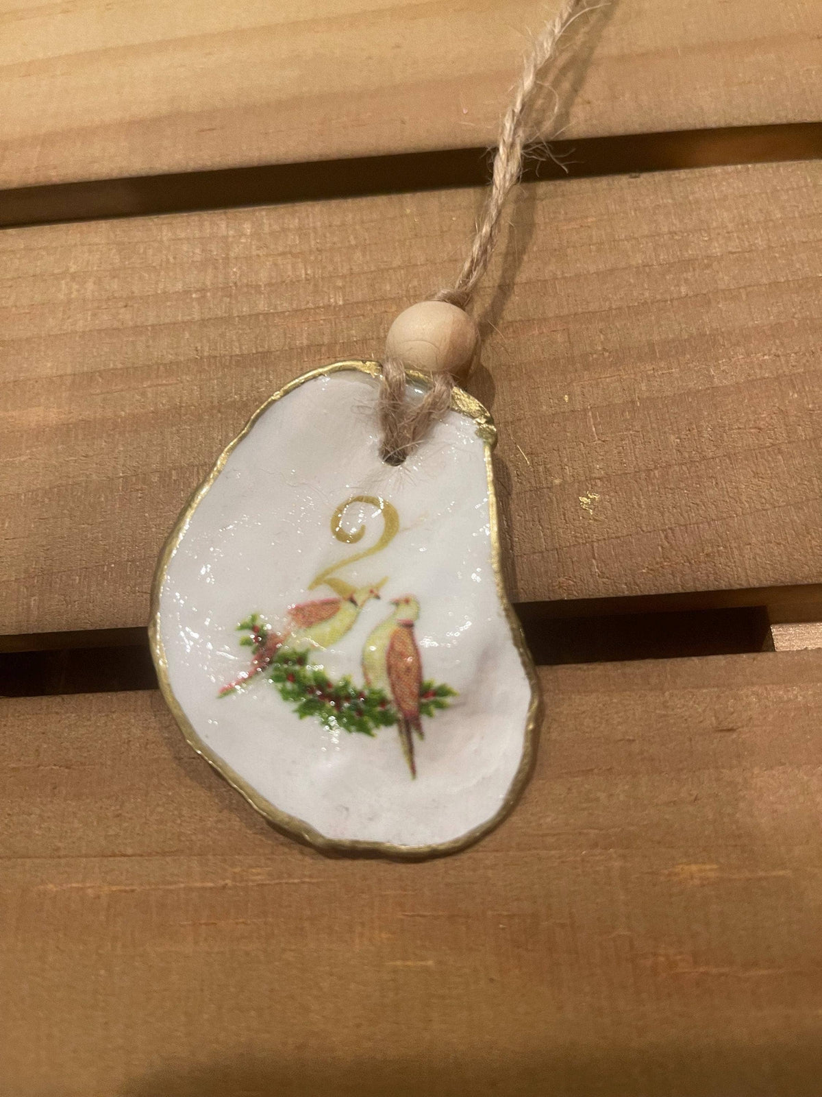 Handcrafted 12 Days Christmas Oyster Shell Ornament Set