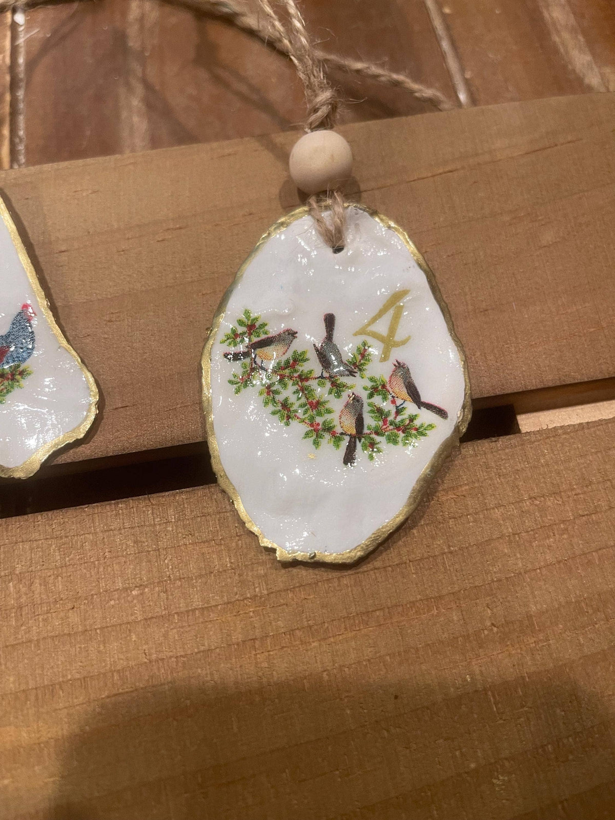 Handcrafted 12 Days Christmas Oyster Shell Ornament Set