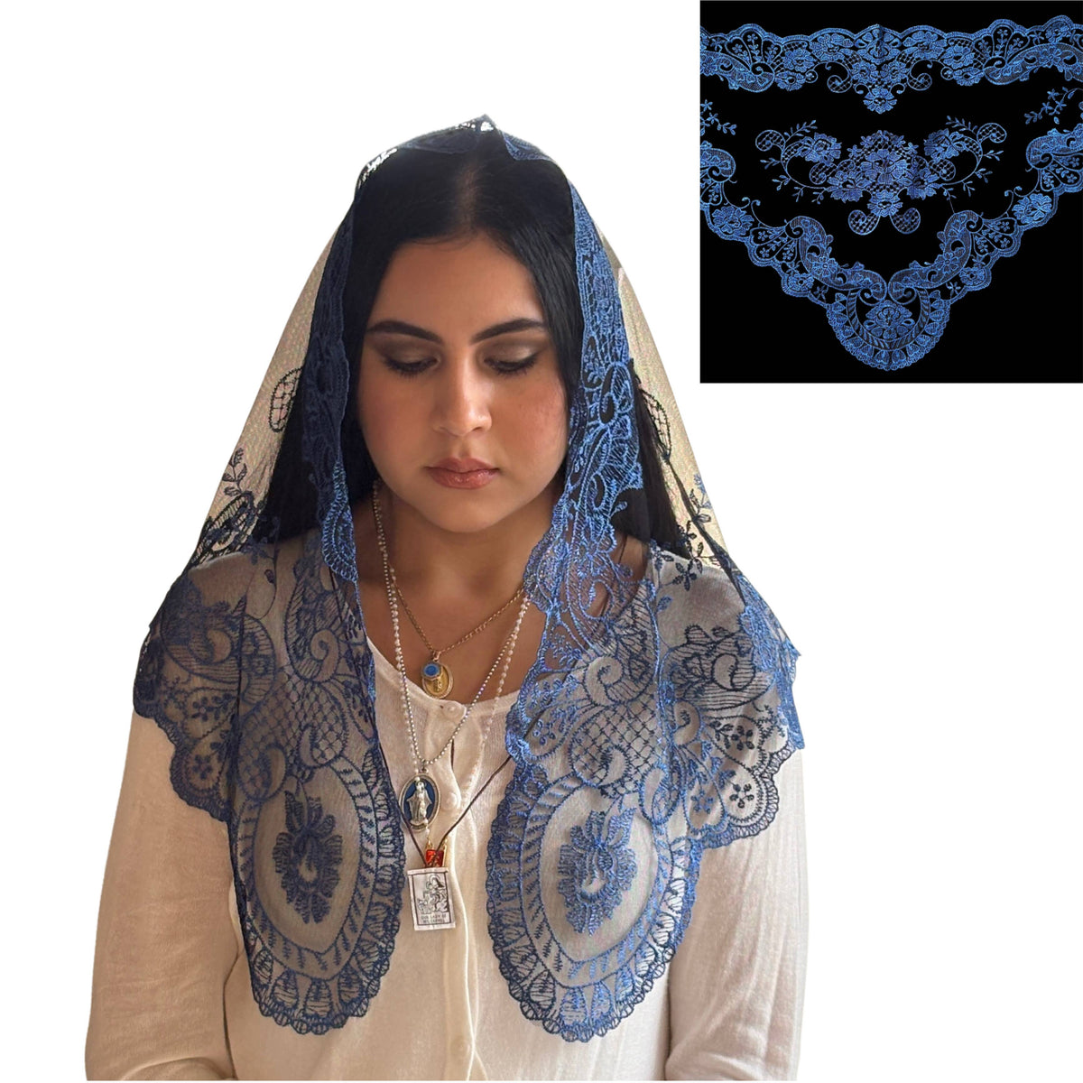 St. Catalina Thomas Chapel Veil - Blue