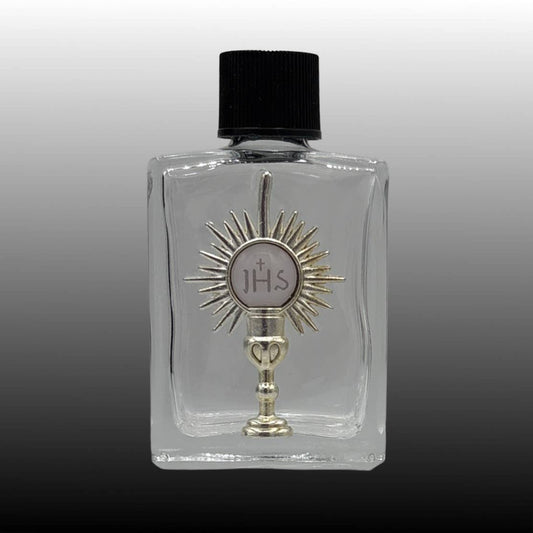 Holy Water Bottle - Holy Eucharist w/ Pewter Charm    2.5"